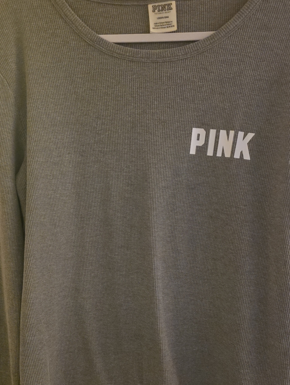 PINK Victoria's Secret Gray Ribbed Top with Logo Tag